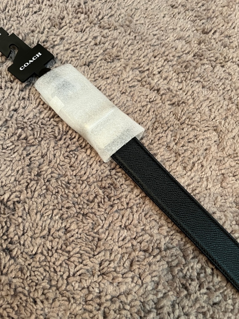 Coach Black and brown Textured Leather Men’s Belt with Branded Tag